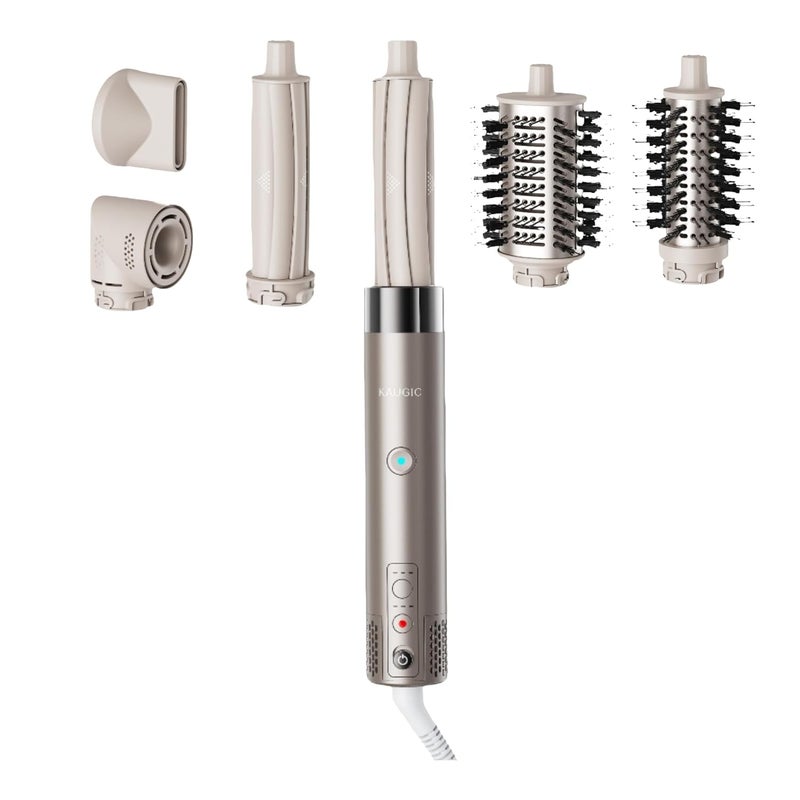 KAUGIC 6 in 1 Hot Air Hair Styler Dryer Multi-Styler - High Speed Hair Styling Tools with No Heat Damage, Auto Wrap Curler as A Gift for Fast Drying Curling Smoothing Volumizing Cool Shot - Image 1